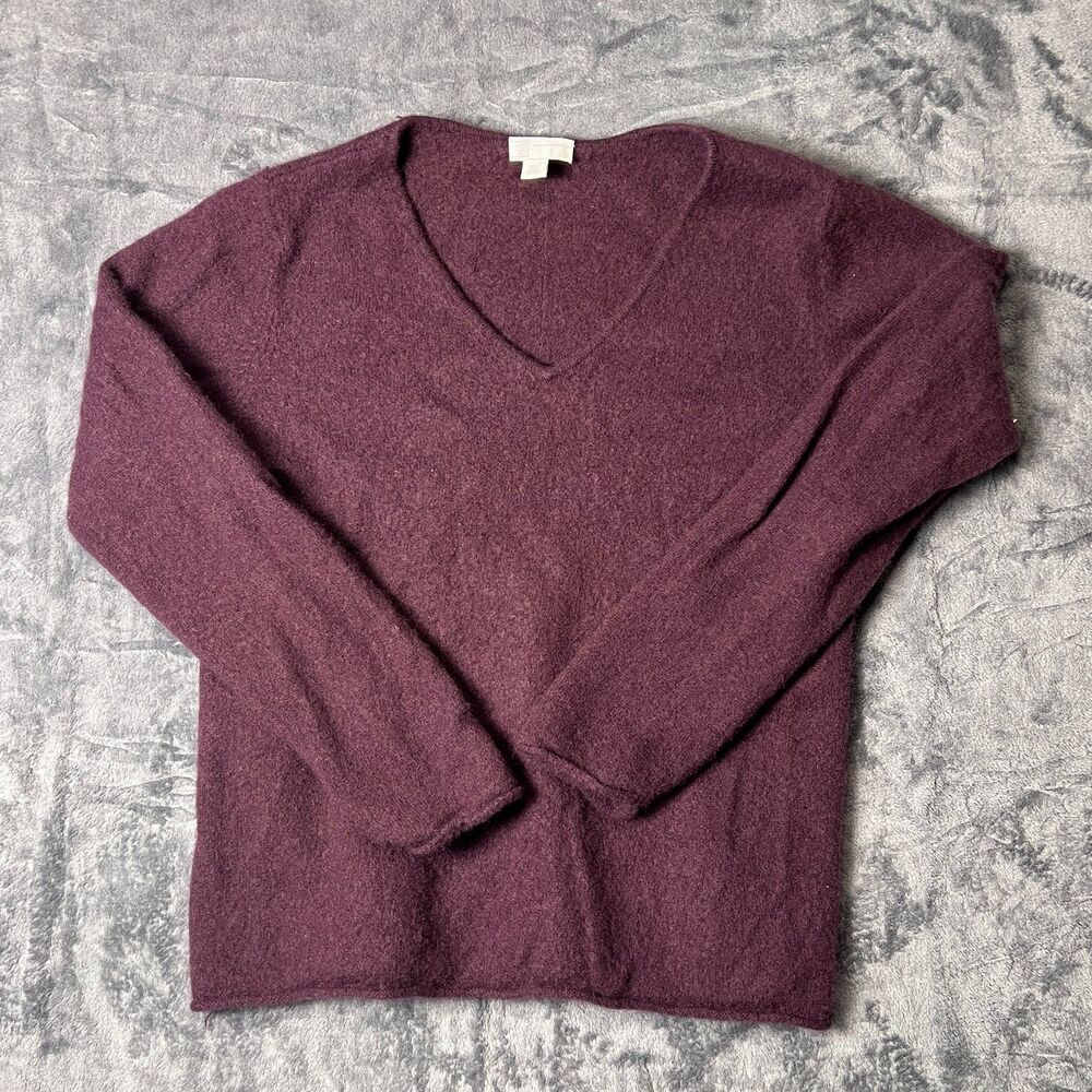 14th‎ & Union Burgundy 100% Cashmere V-Neck Sweater Size L READ Shrunk